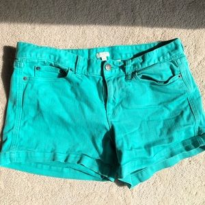 J. Crew denim shorts size 10, aqua/turquoise nice!